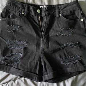 Black ripped Jean shorts - never worn